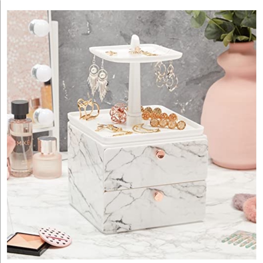 NEW IN BOX Marble Rose Gold Jewelry and Make-up Organizer